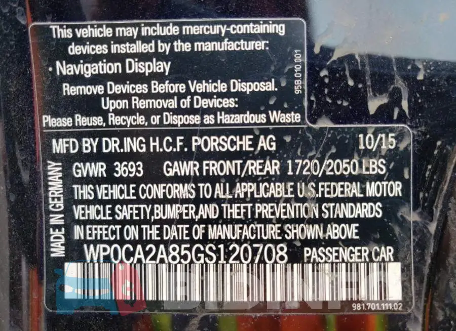 WP0CA2A85GS120708 Photo# 12