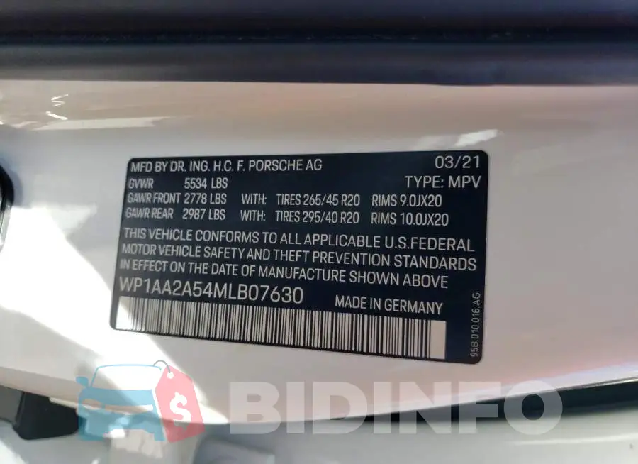 WP1AA2A54MLB07630 Photo# 14
