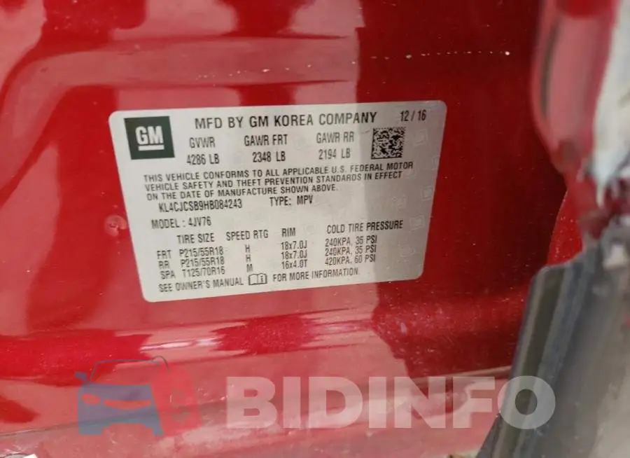 KL4CJCSB9HB084243 Photo# 12