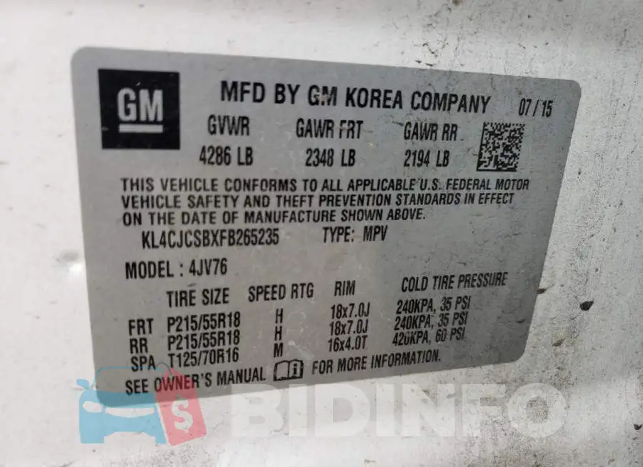 KL4CJCSBXFB265235 Photo# 13