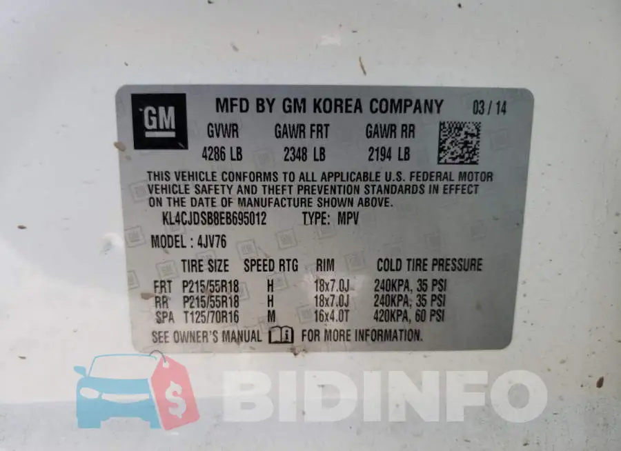 KL4CJDSB8EB695012 Photo# 13