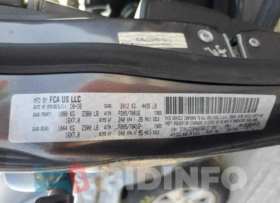 1C4NJCEB4HD156111 Photo# 13