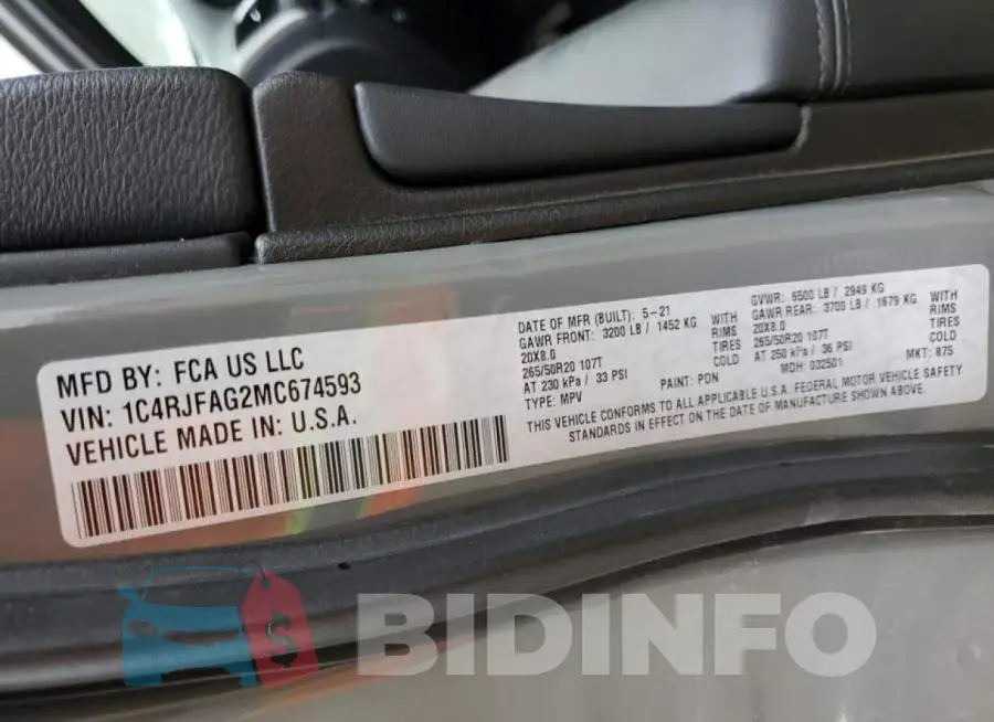 1C4RJFAG2MC674593 Photo# 12