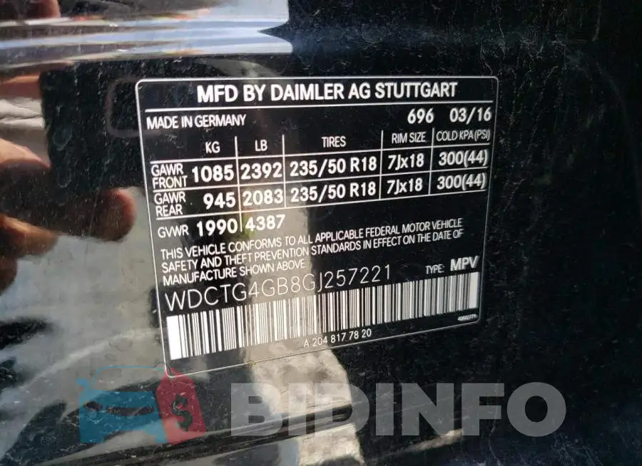 WDCTG4GB8GJ257221 Photo# 12