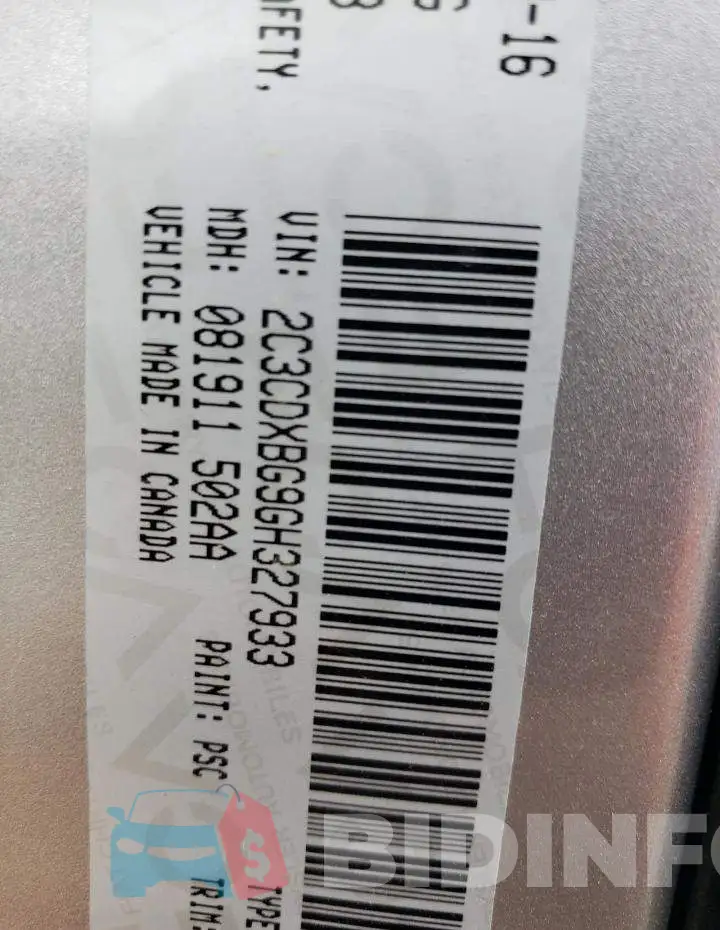 2C3CDXBG9GH327933 Photo# 12