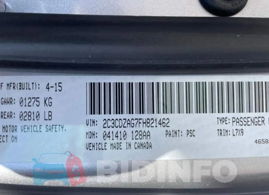 2C3CDZAG7FH821462 Photo# 10