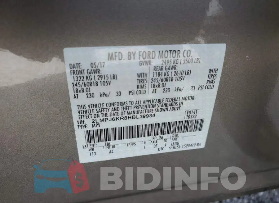 2LMPJ6KR8HBL39934 Photo# 13