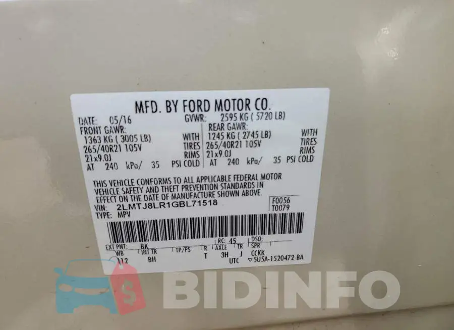 2LMTJ8LR1GBL71518 Photo# 14