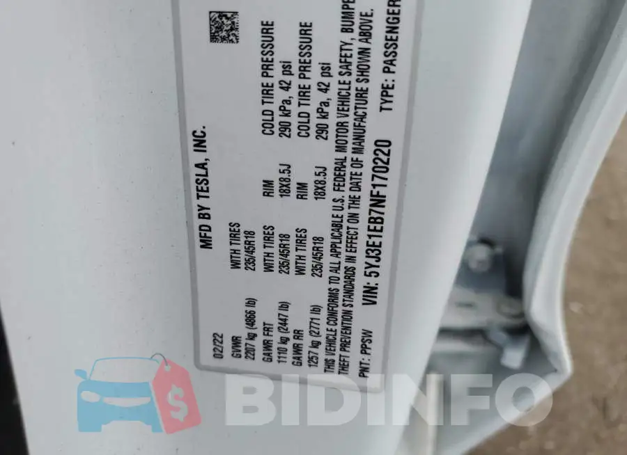 5YJ3E1EB7NF170220 Photo# 12