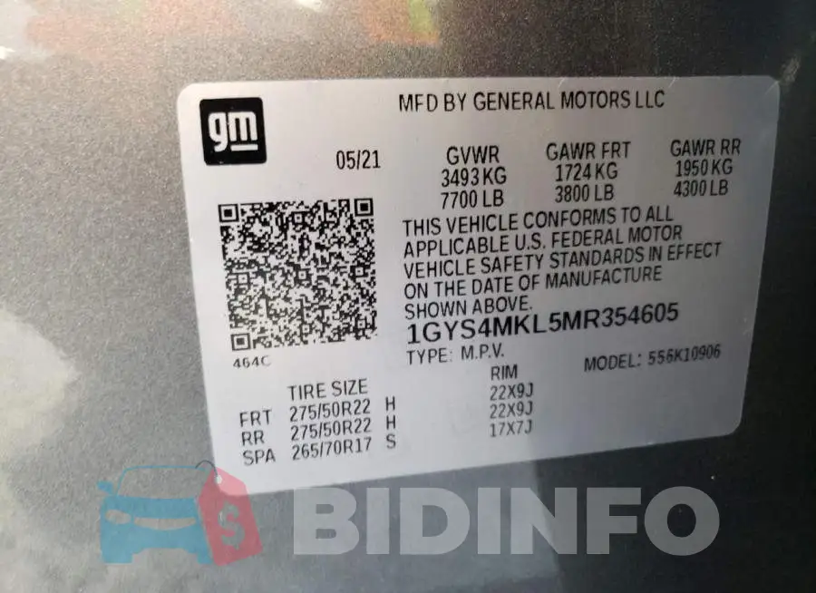 1GYS4MKL5MR354605 Photo# 13
