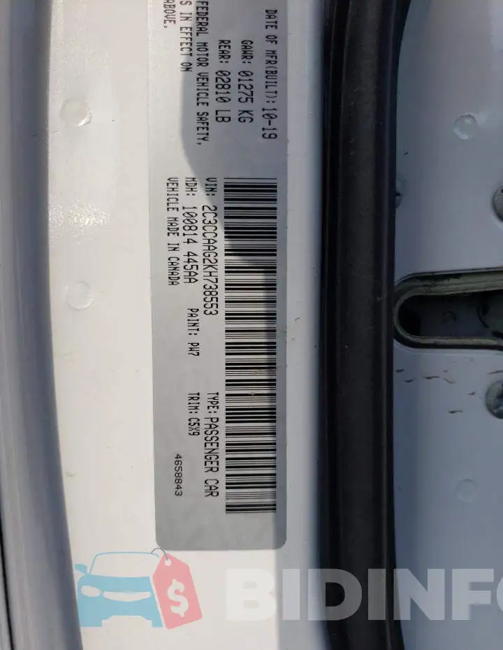 2C3CCAAG2KH738553 Photo# 12