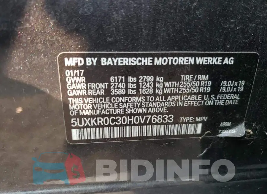 5UXKR0C30H0V76833 Photo# 12
