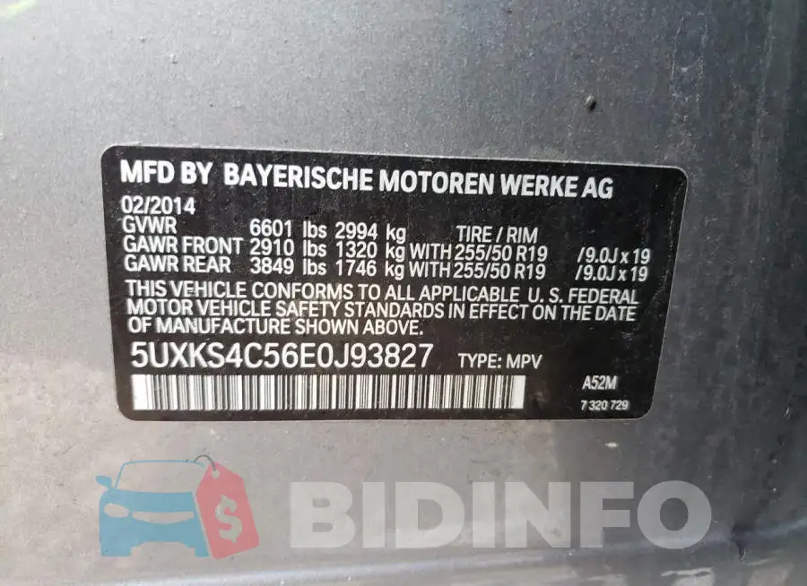 5UXKS4C56E0J93827 Photo# 13