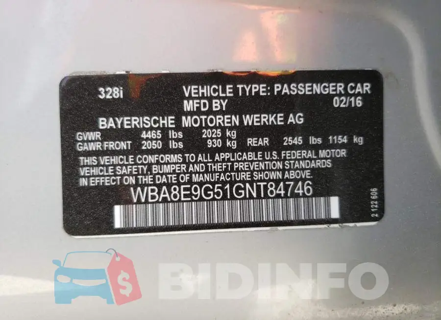 WBA8E9G51GNT84746 Photo# 12