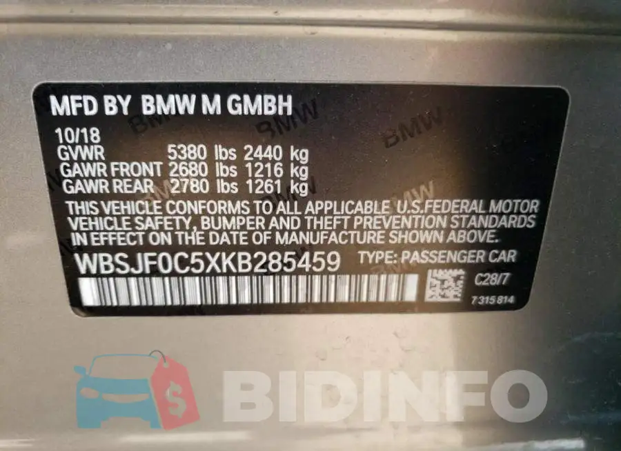 WBSJF0C5XKB285459 Photo# 12