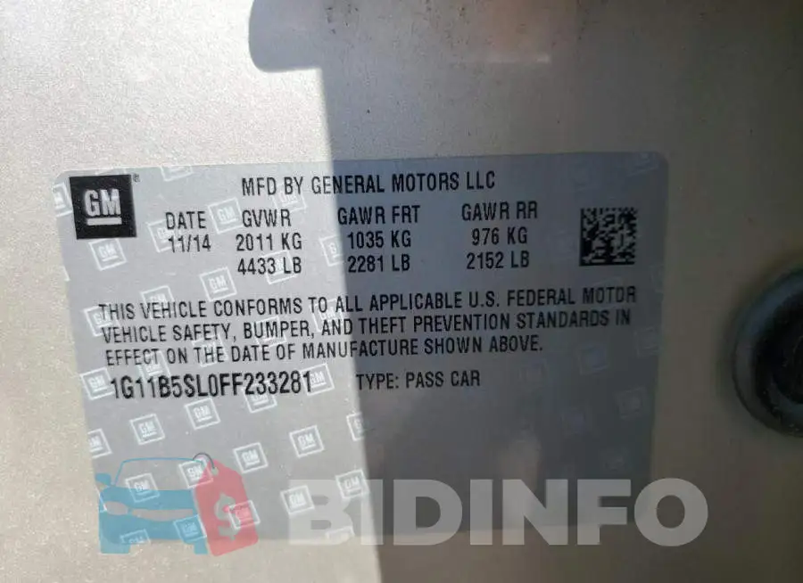 1G11B5SL0FF233281 Photo# 12