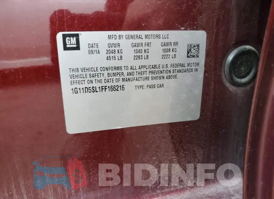 1G11D5SL1FF166216 Photo# 12