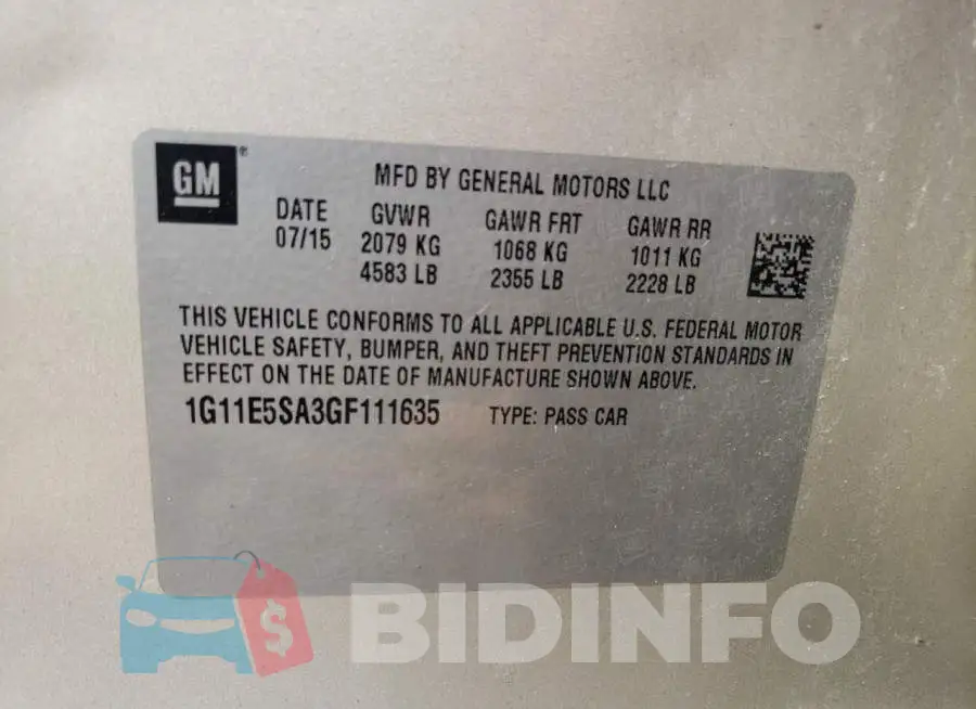 1G11E5SA3GF111635 Photo# 12