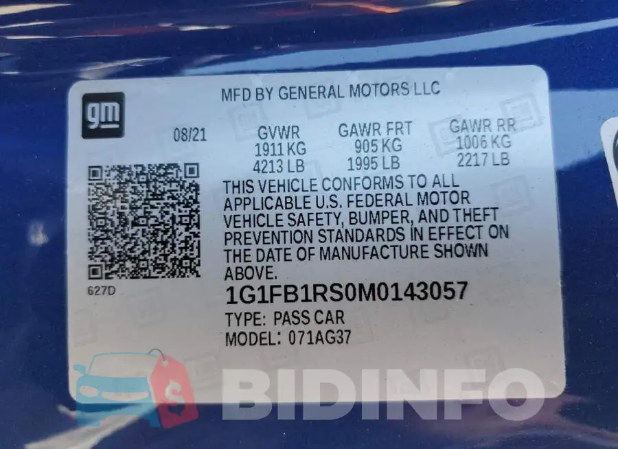 1G1FB1RS0M0143057 Photo# 12