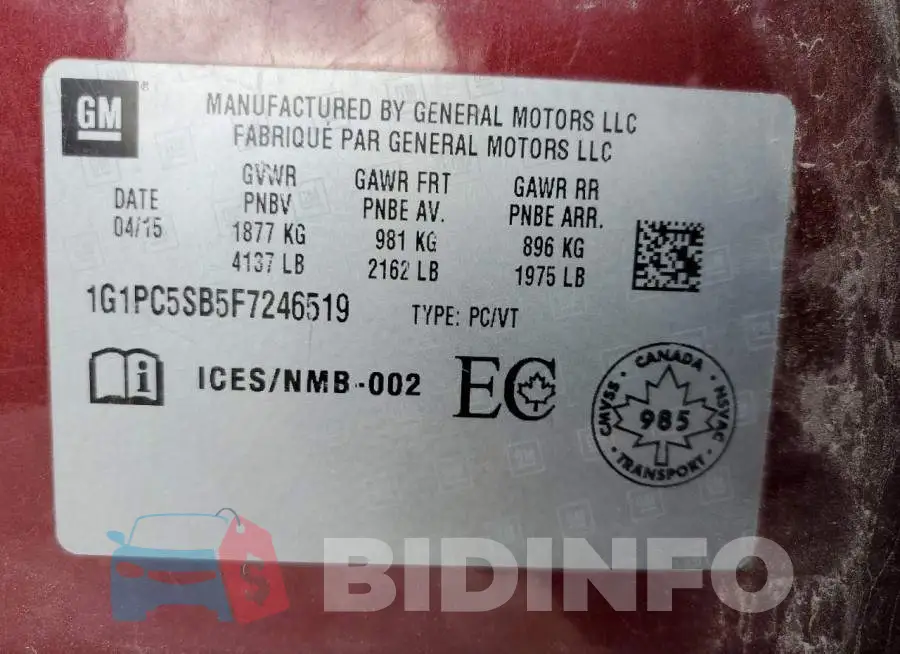 1G1PC5SB5F7246519 Photo# 13