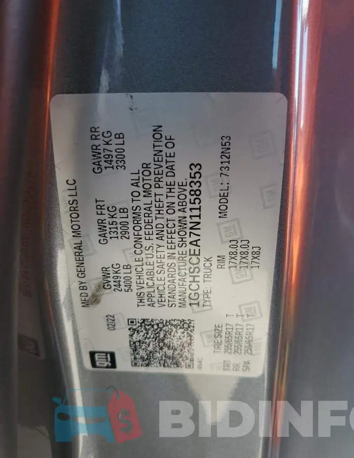 1GCHSCEA7N1158353 Photo# 12