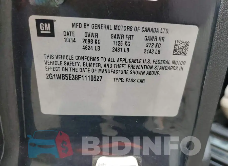 2G1WB5E38F1110627 Photo# 12