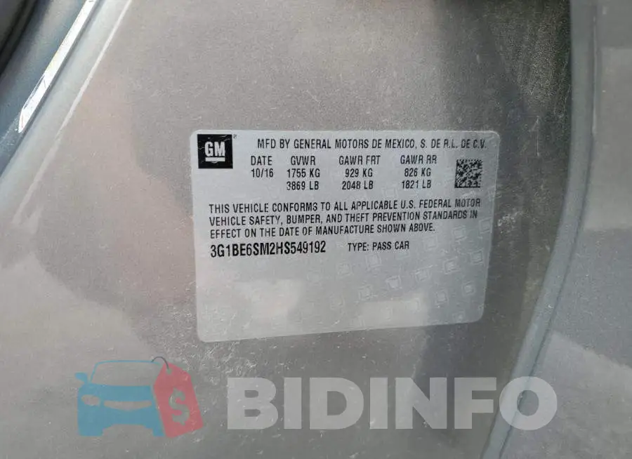 3G1BE6SM2HS549192 Photo# 12