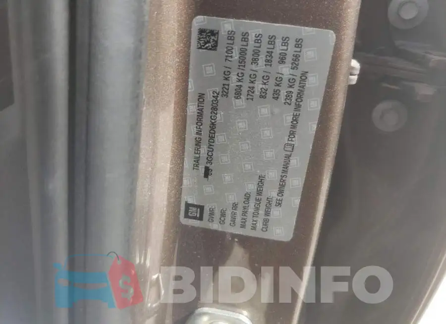 3GCUYDED6KG280342 Photo# 12