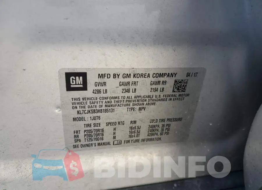 KL7CJKSB3HB185131 Photo# 13