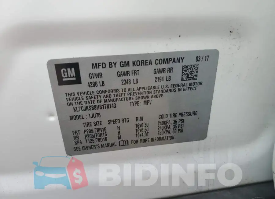 KL7CJKSB8HB178143 Photo# 13