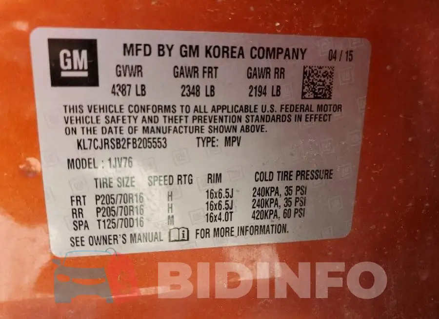 KL7CJRSB2FB205553 Photo# 13