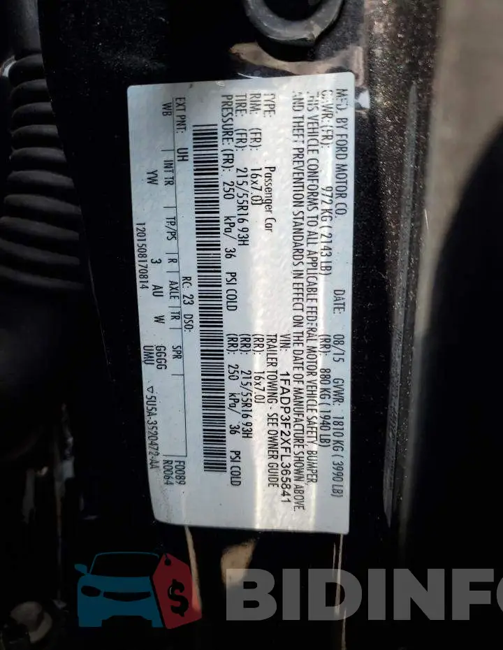 1FADP3F2XFL365841 Photo# 12