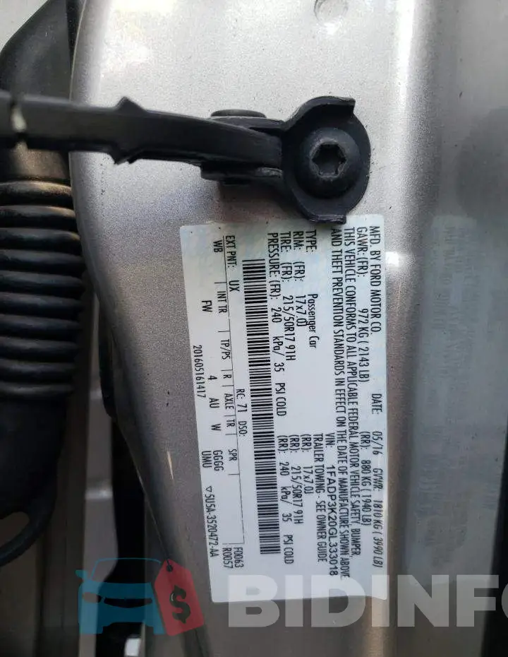 1FADP3K20GL333018 Photo# 12