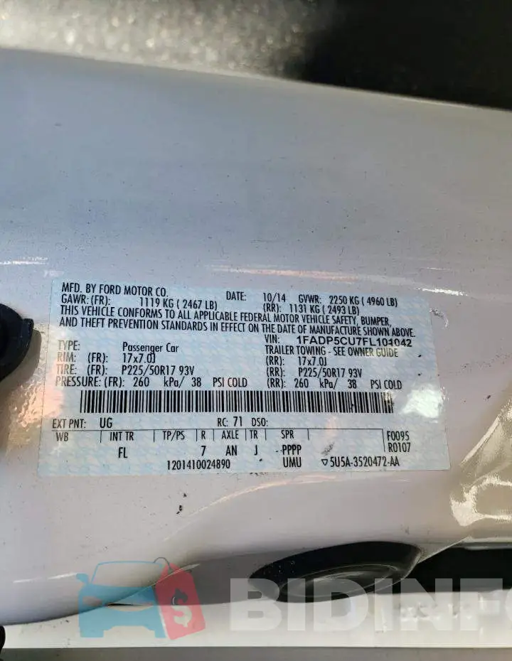 1FADP5CU7FL101042 Photo# 12