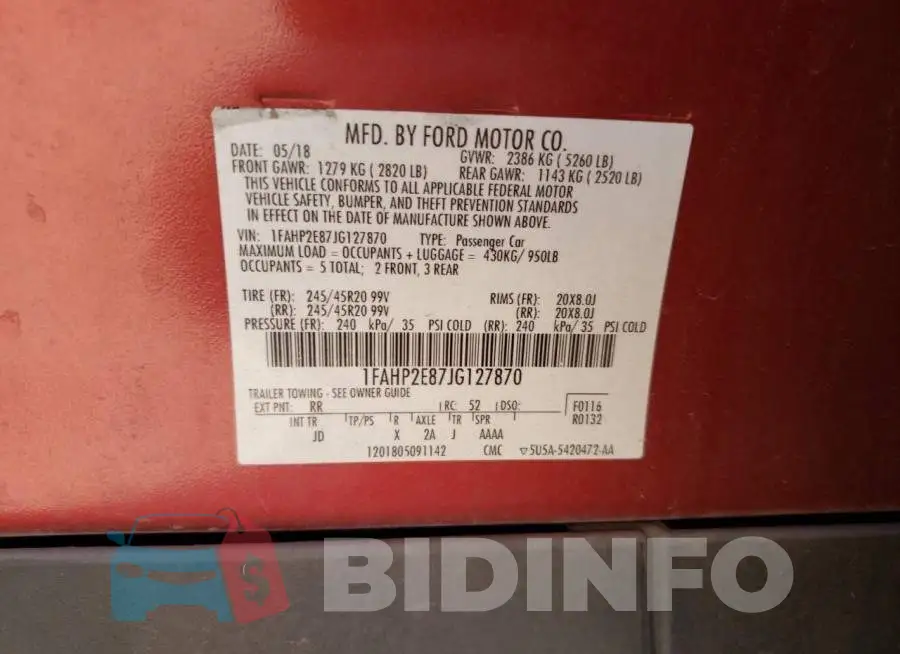 1FAHP2E87JG127870 Photo# 12
