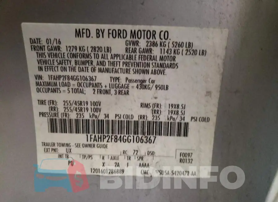 1FAHP2F84GG106367 Photo# 13