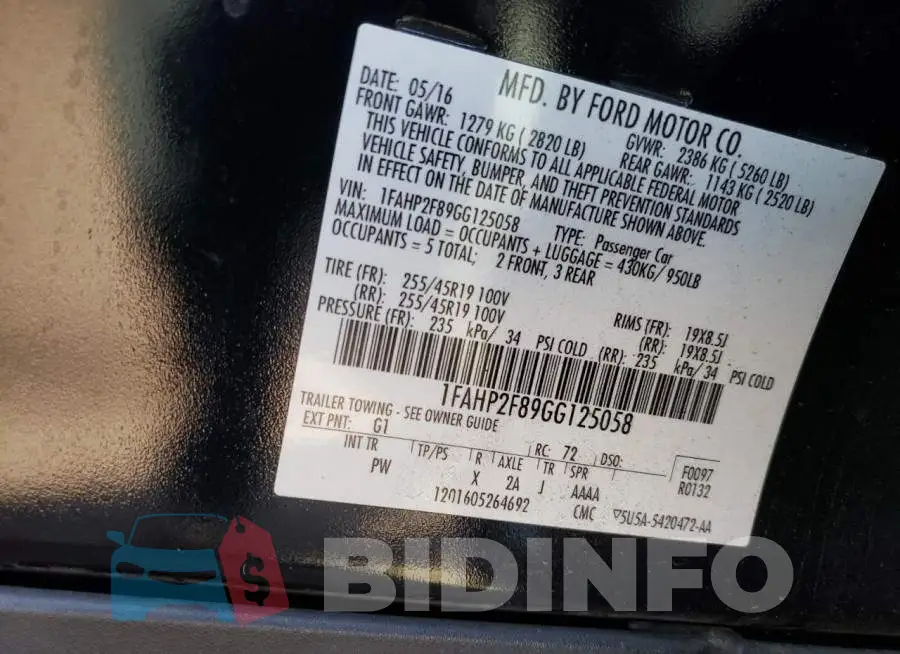 1FAHP2F89GG125058 Photo# 12