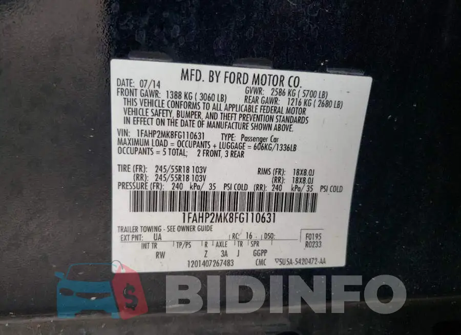 1FAHP2MK8FG110631 Photo# 13