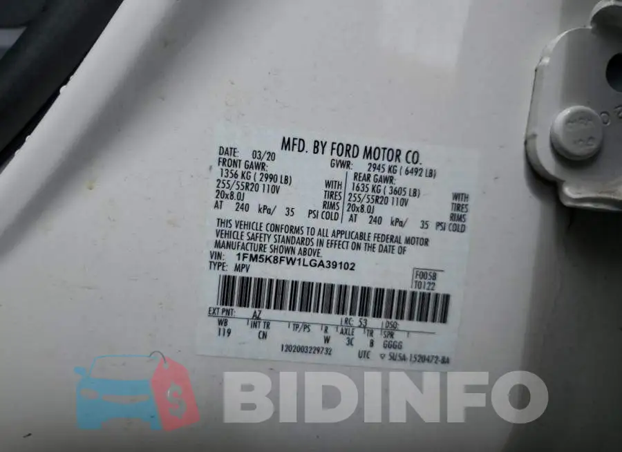 1FM5K8FW1LGA39102 Photo# 13