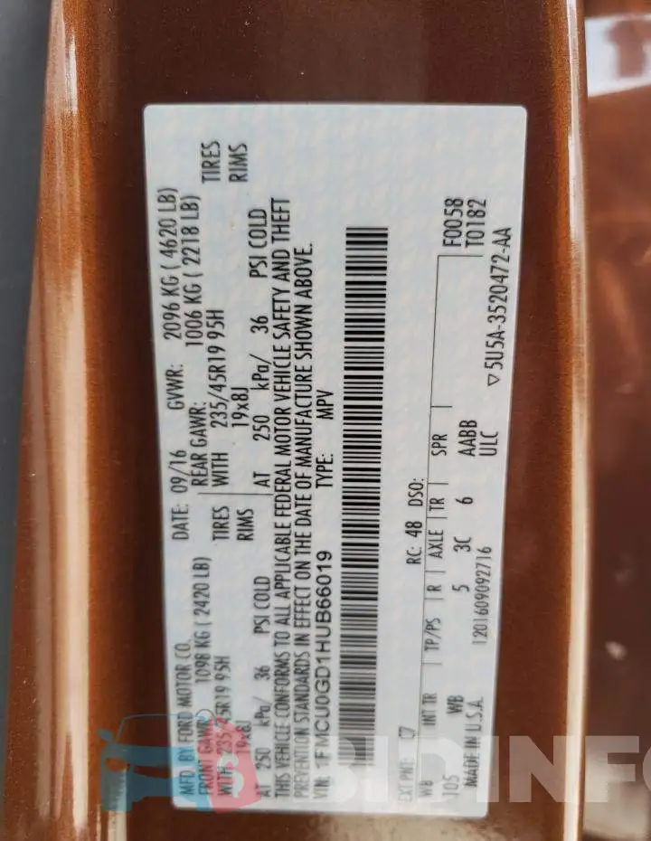 1FMCU0GD1HUB66019 Photo# 13