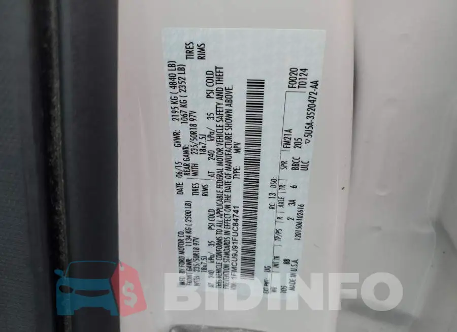 1FMCU9J91FUC84741 Photo# 13