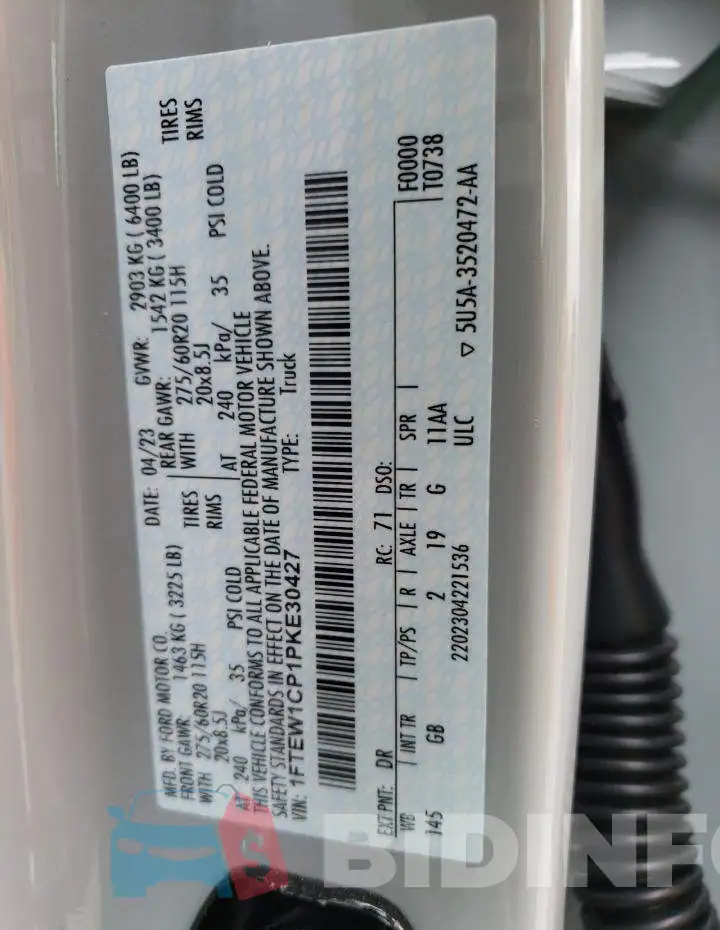 1FTEW1CP1PKE30427 Photo# 12