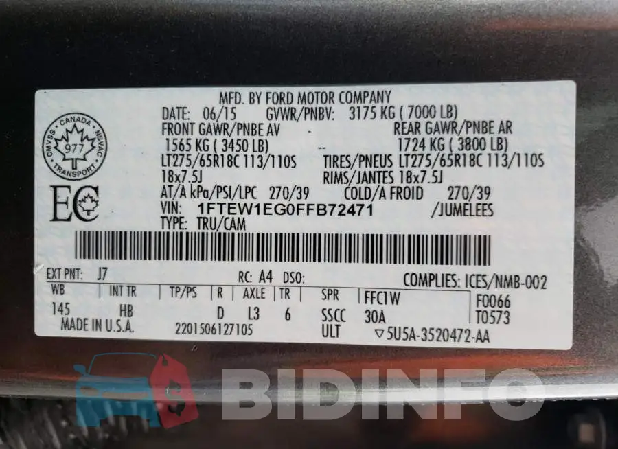 1FTEW1EG0FFB72471 Photo# 12