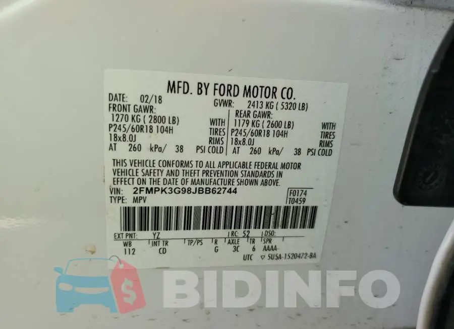 2FMPK3G98JBB62744 Photo# 13