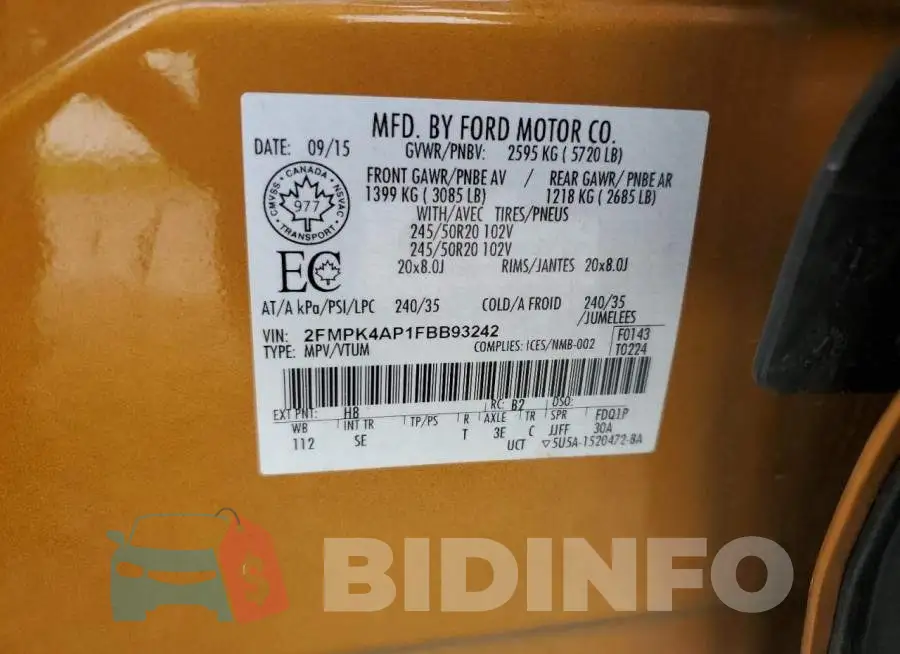 2FMPK4AP1FBB93242 Photo# 13