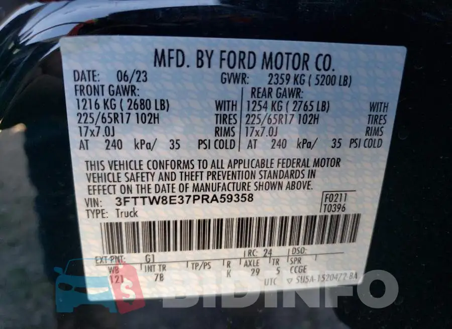 3FTTW8E37PRA59358 Photo# 12
