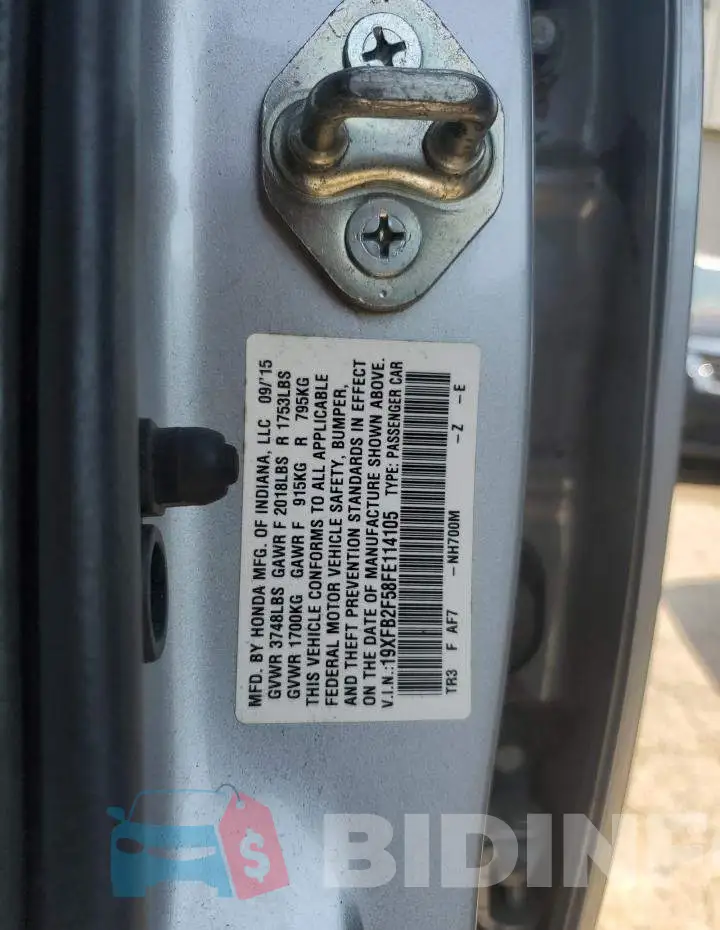 19XFB2F58FE114105 Photo# 13
