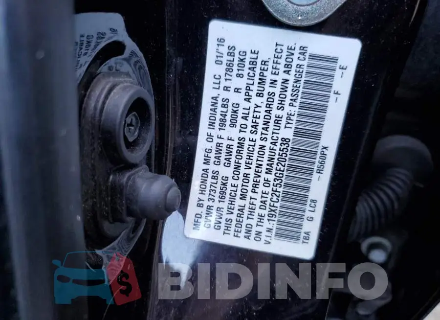 19XFC2F53GE205538 Photo# 13