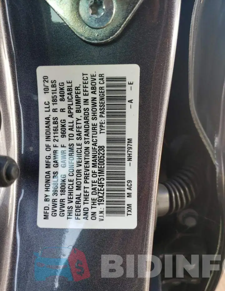 19XZE4F51ME005238 Photo# 12