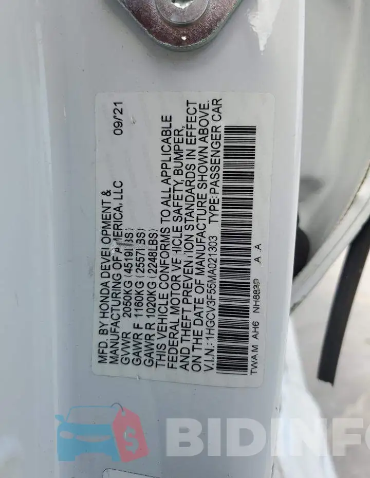 1HGCV3F55MA021303 Photo# 12